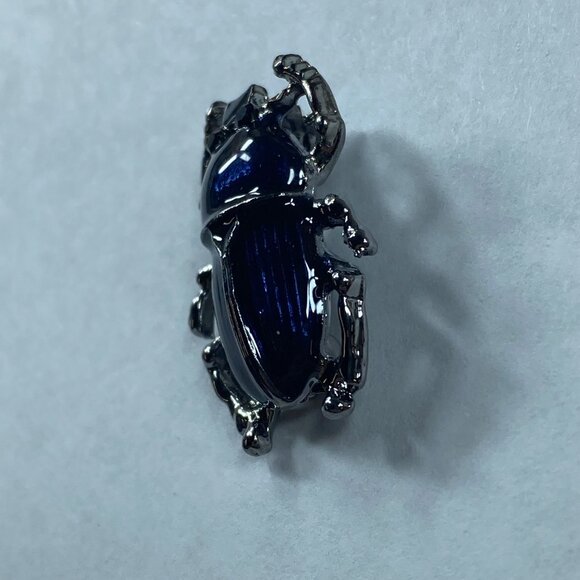 Beetle Bug Jewelry Pin Brooch Silver and Blue Color Metal Accessory Womens - Picture 12 of 16